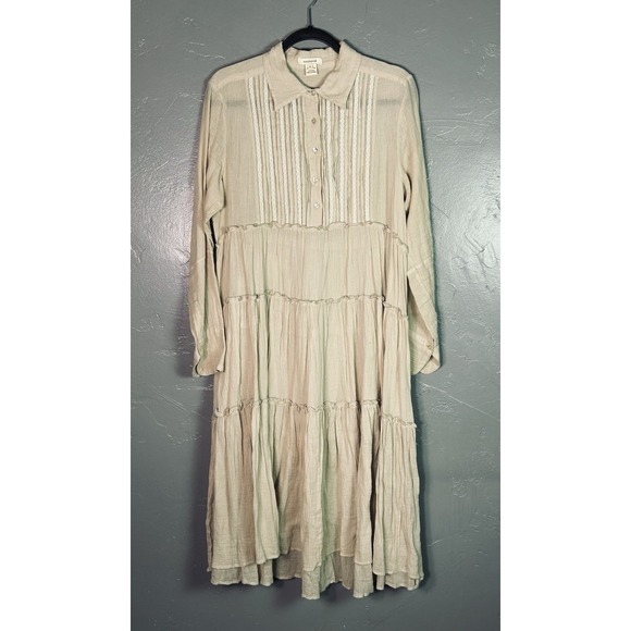 Sundance Dresses & Skirts - Sundance Enchanted Days pintuck tiered midi dress L 100% Cotton Cottage Core